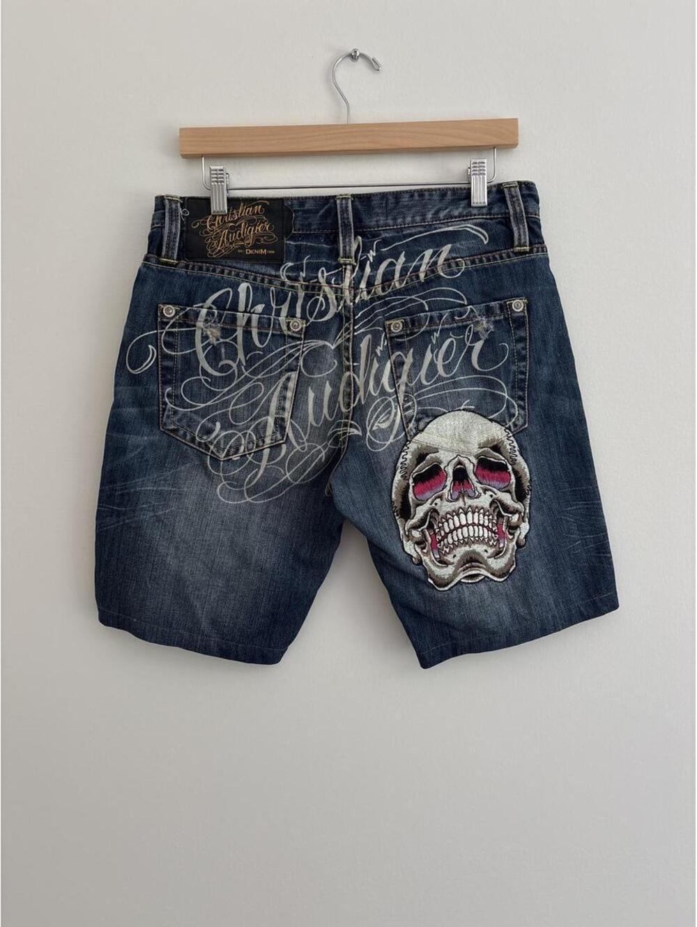 Vintage Ed Hardy skull embroidered jean